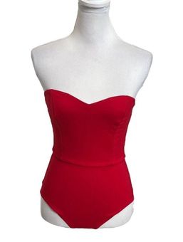 Red Strapless Bodysuit - S