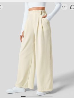 Halara High Waisted Plicated Side Pocket Wide Leg Waffle Casual Pants  Yellow Size M petite - $16 (46% Off Retail) New With Tags - From Rebecca