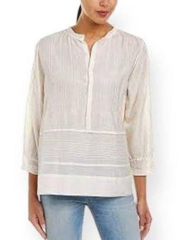 Johnny Was New Sinta Pintuck Peasant Silk Blend Blouse Size L Size