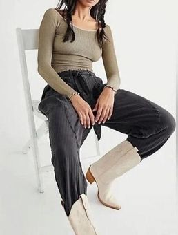 Free People Livin In The City Belted Casual Cotton Pants Black Small - $48  - From DANIELLE