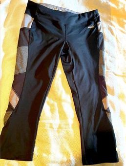 Avia Women's Stretch Capri Leggings Mesh Patches Black/Gray Size L Size L -  $10 - From Andi