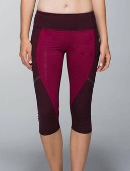 Lululemon Size 6 In Movement Tight 25 Everlux Burgundy striped capri Pants  - $47 - From Teri