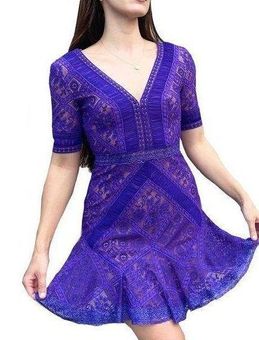 Tadashi Shoji Purple Lace Mini Dress Size 0 - $119 New With Tags