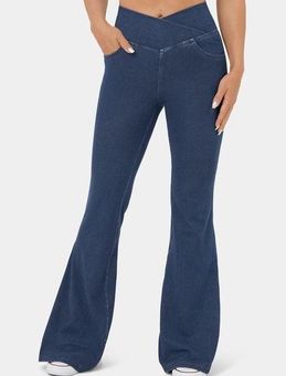 Halara NWT Jeans High Waisted Crossover Pocket Cool Touch Washed Flare Pants  Size M - $36 New With Tags - From Sukyee