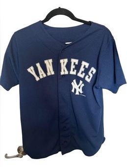 New York Yankees #25 Jason Giambi MLB blue button down jersey size