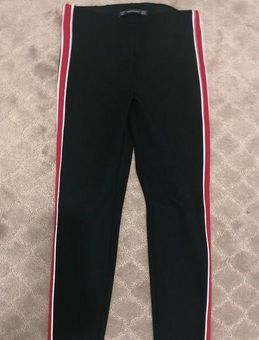 Zara Trafaluc Black Red Stripped Leggings Women Size Small