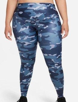 Nike One Blue Camo Tight Fit Midrise full Length Active Workout