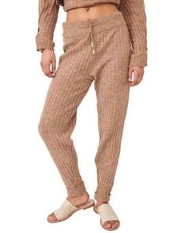 Free People Around the Clock Neutral Taupe Ribbed Jogger Pants Small Tan -  $35 (56% Off Retail) - From Alana