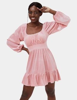 Halara NWT Long Sleeve Pink Velvet Open Back mini dress Sz M Size M - $55  New With Tags - From Brittany