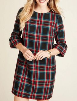 Vineyard Vines Jolly Plaid Greenwich Flutter Sleeve Shift Dress