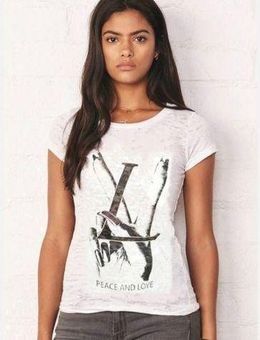 Lauren Moshi NWOT LV Peace and Love Burnout Tee White - $55 - From