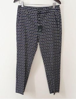 Adrianna Papell Geometric Print Straight Leg Dress Pants Cotton