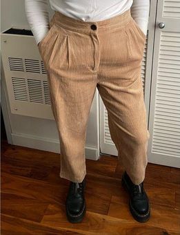 H&M Tan Corduroy Pants Women's 10 Tomboy Streetwear wide wale