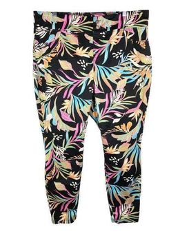 Terra & Sky Women's Plus Size Floral Printed Leggings 