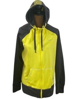 Nike Just Do It spell out therma fit zip athletic hoodie yellow