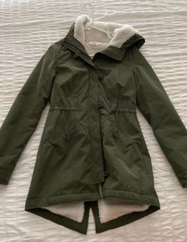 Hollister, Jackets & Coats, Hollister Heritage Collection Faux Fur Lined  Parka Jacket In Olive Green