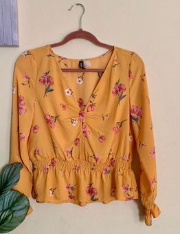 h&m yellow floral top