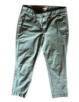 J Crew Women 28” Army Green Ankle Zip Chino Pants Cotton Blend Casual  Pockets