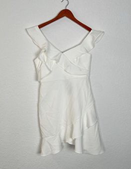 BCBGMAXAZRIA Malik Asymmetrical Sleeve Dress White Size 6 106