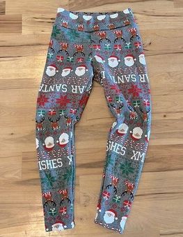 No Boundaries Gray Santa Claus Christmas Leggings, Junior Size