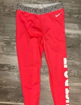 Nike Hot Pink Sportwear Leggings Leopard Print Waist Band