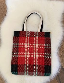 Claire v . Carryall Red Plaid Woven Leather Designer Tote Bag - $385 - From  Shoshannah