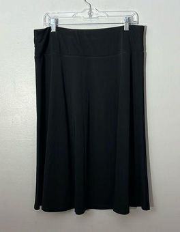 Talbots Black A Line Midi Skirt Pull On Elastic Waist Women's L Size L -  $20 - From Jeannette