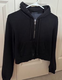 Brandy Melville Black Crop Zip-up Hoodie Sweater Jacket