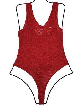 Vintage 90's Red Lace Bodysuit by Victoria's Secret