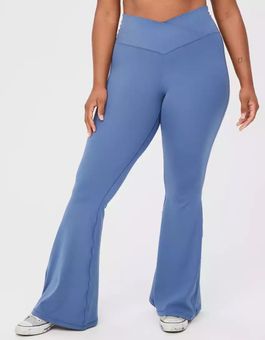 Aerie High Waisted Crossover Rib Super Flare Legging Blue Size XS - $27  (46% Off Retail) - From Devi