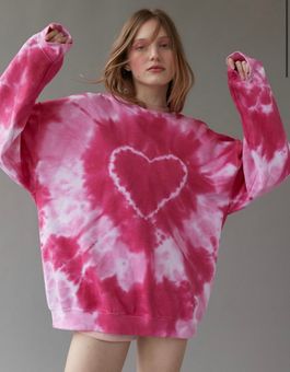 Urban Renewal Remade Heart Tie-Dye Crew Neck Sweatshirt