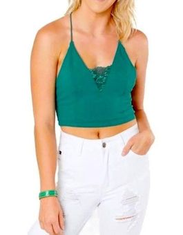 Free People The Century Brami (Bra+Cami) Green Lace Halter Tank