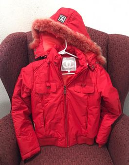 Chanel Red Puffy Jacket/Coat W/Detachable Fur Hood Size M - $125 (87% Off  Retail) - From Kim