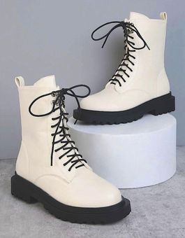 Zipper Side Lace-up Front Combat Boots