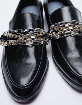 flat loafers with chain detail zara