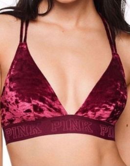 PINK - Victoria's Secret Crushed Burgundy Velvet Bralette Red Size