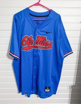 Ole Miss Rebels Nike Replica Full-Button Baseball Jersey - Powder Blue