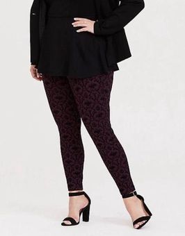 Torrid Burgundy, Black Velvet Floral Ponte Pixie Pants Size 2X - $28 - From  Lexie