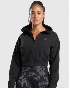 Gymshark POWER CROPPED ZIP HOODIE Black 