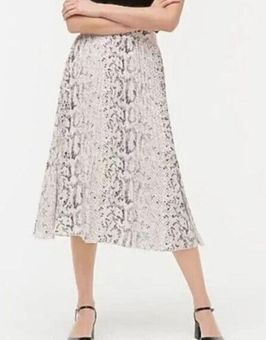 J.Crew Animal Print Snakeskin Python Pleated Midi Skirt Size 2