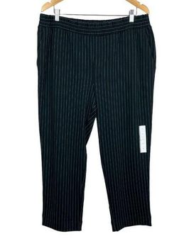A New Day Pants Womens XL Black Pinstripe Pull On Straight High
