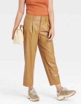 A New Day High-Rise Faux Leather Pants Dusty fig Tan Brown. Size