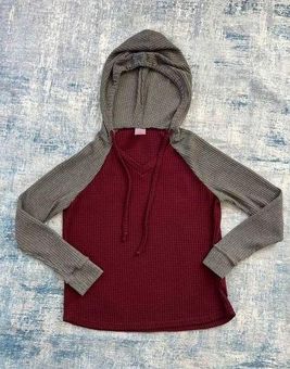 No Boundaries Burgundy Gray Color Block Lightweight Pullover Hoodie L 11 -  13 Size undefined - $15 - From Nicole