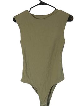 One Piece Olive Army Green Sleeveless Bodysuit Women Sz S - $20