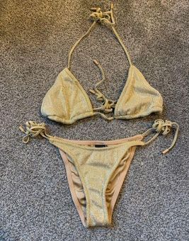 Triangl Mica Gold Bikini (S - Top, XS - Bottom), Women's Fashion