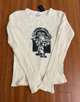 Brandy Melville cream thermal basement studio graphic long sleeve - $35 New  With Tags - From sunny