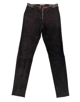 Womens Brown Suede Pants with Ankle Zippers