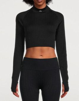 Alo Yoga Seamless Cable Knit Long Sleeve Top Black - $69 - From The