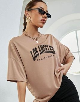 SHEIN, Tops, Oversized Los Angeles Tshirt Tan