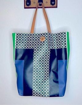 Tory Burch Blue And Green Tote Bag